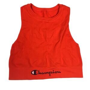 Champion Sweatshirt Crop Top Sleeveless‎ Activewear Stretch Red Flame Women's XL